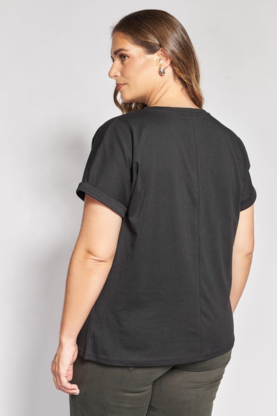 T-shirt βαμβακερό με στάμπα Just Amazing - Μαύρο