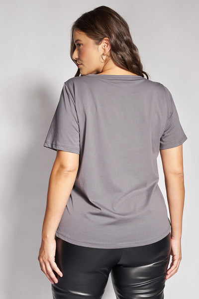 T-shirt με μεταλλιζέ αφηρημένο σχέδιο - Γκρι