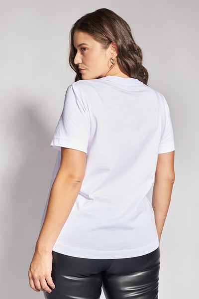 Βαμβακερό t-shirt με γεωμετρική abstract στάμπα - Άσπρο