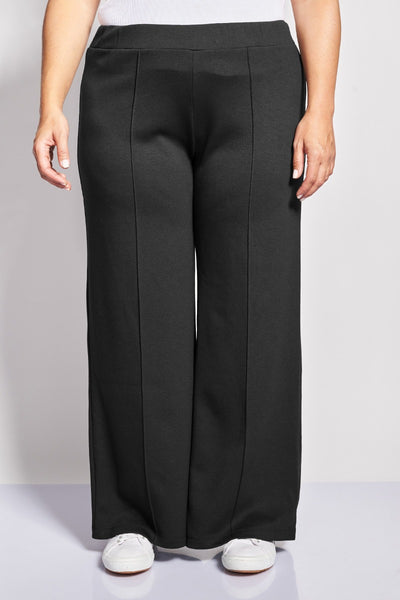 Παντελόνι φόρμας wide leg με νερβίρ scuba soft touch - Μαύρο