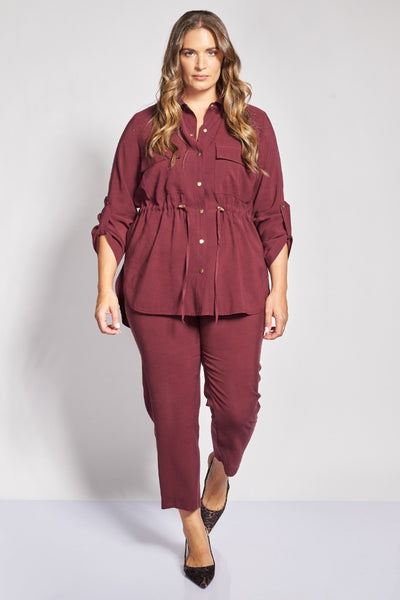 Ψηλόμεσο Παντελόνι twill - Μπορντω