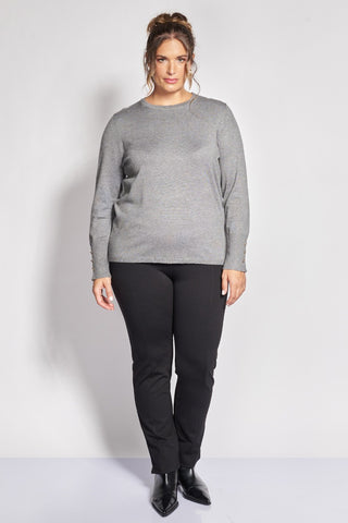 Stretch Cigarette Trousers with Front Seams - Black