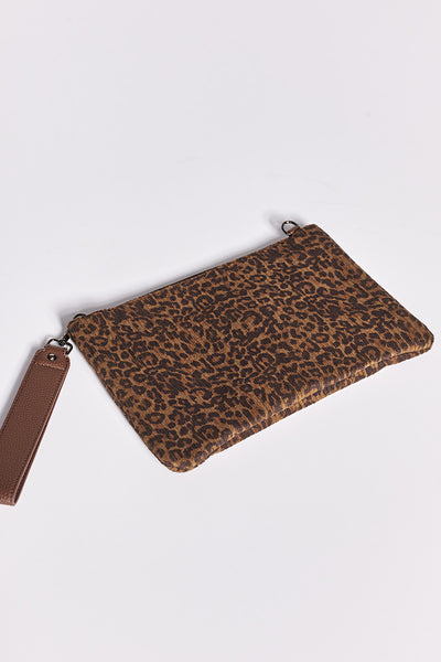 Τσαντάκι φάκελος animal print - Καφέ