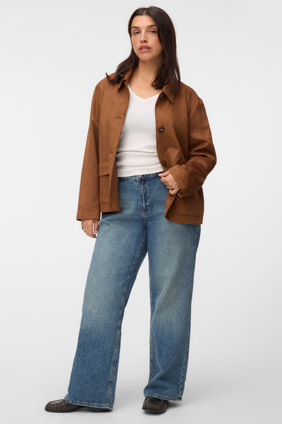 Σουέντ σακάκι με τσέπες VERO MODA - Καφέ