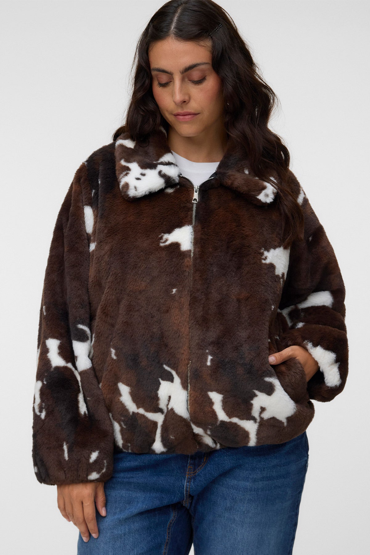 Τζάκετ σε animal print VERO MODA - Καφέ