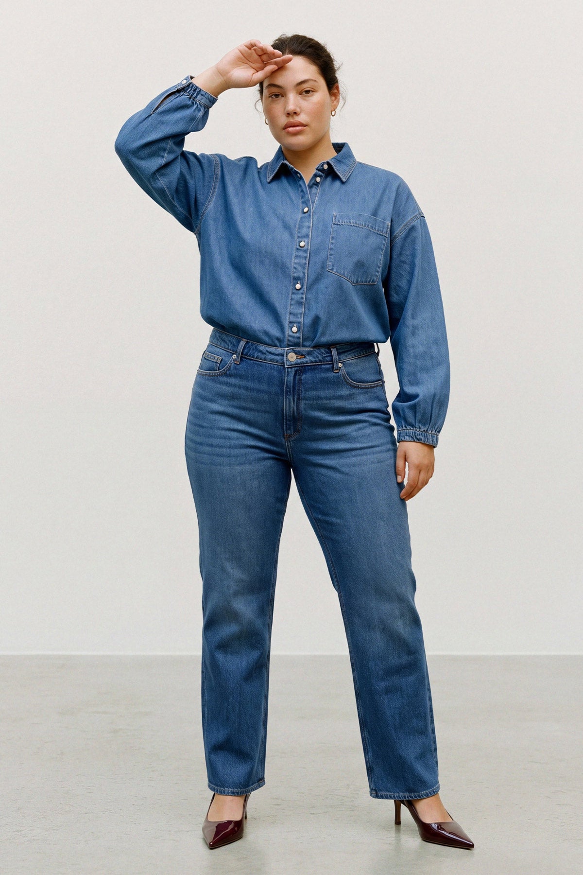 Denim πουκάμισο VERO MODA - Μπλε