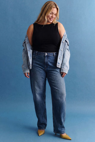 High-Waisted Barrel Fit Jeans with Cargo Pockets VERO MODA - Blue