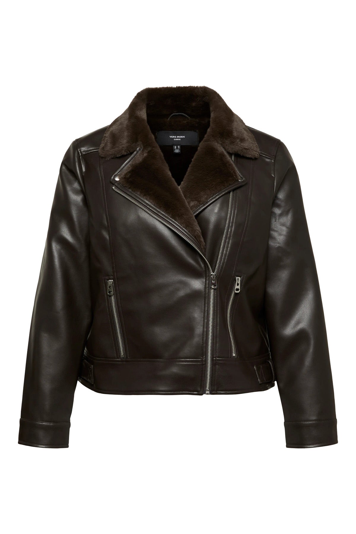 Τζάκετ δερματίνης τύπου biker VERO MODA - Καφέ