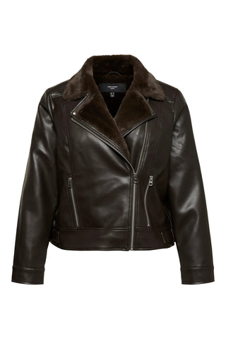 Τζάκετ δερματίνης τύπου biker VERO MODA - Καφέ