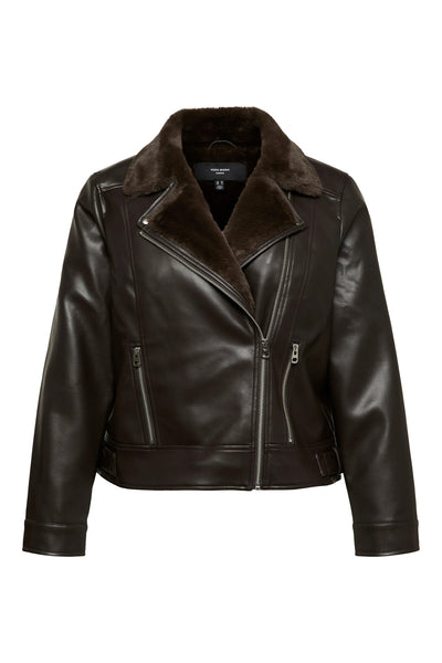 Τζάκετ δερματίνης τύπου biker VERO MODA - Καφέ