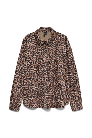 Printed long-sleeve shirt with traditional collar VERO MOMA - Brown