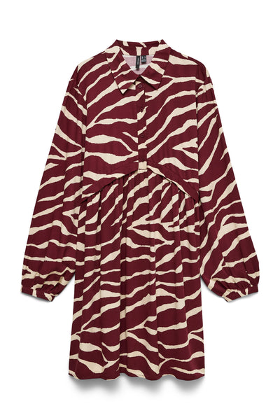 Mini εμπριμέ φόρεμα Animal Print VERO MODA - Μπορντω