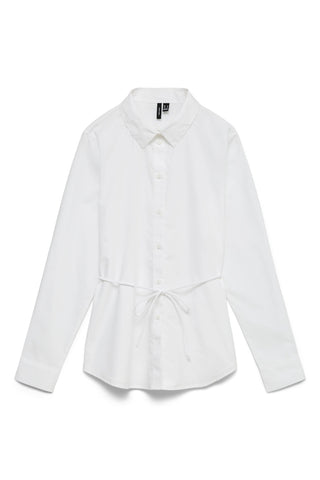 Organic Cotton Shirt with Waist Tie VERO MODA - White