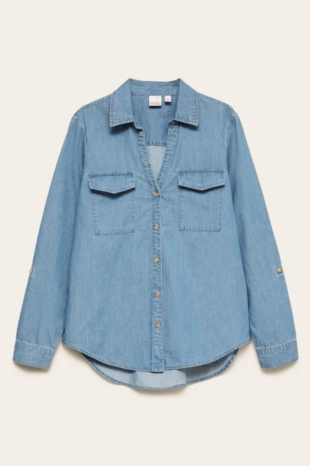 Πουκάμισο demin με γυριστά μανίκια VERO MODA - Μπλε