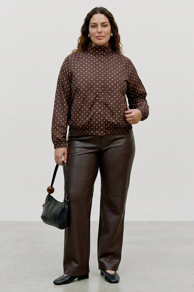 Bomber τζάκετ πουά με ψηλό λαιμό VERO MODA - Καφέ