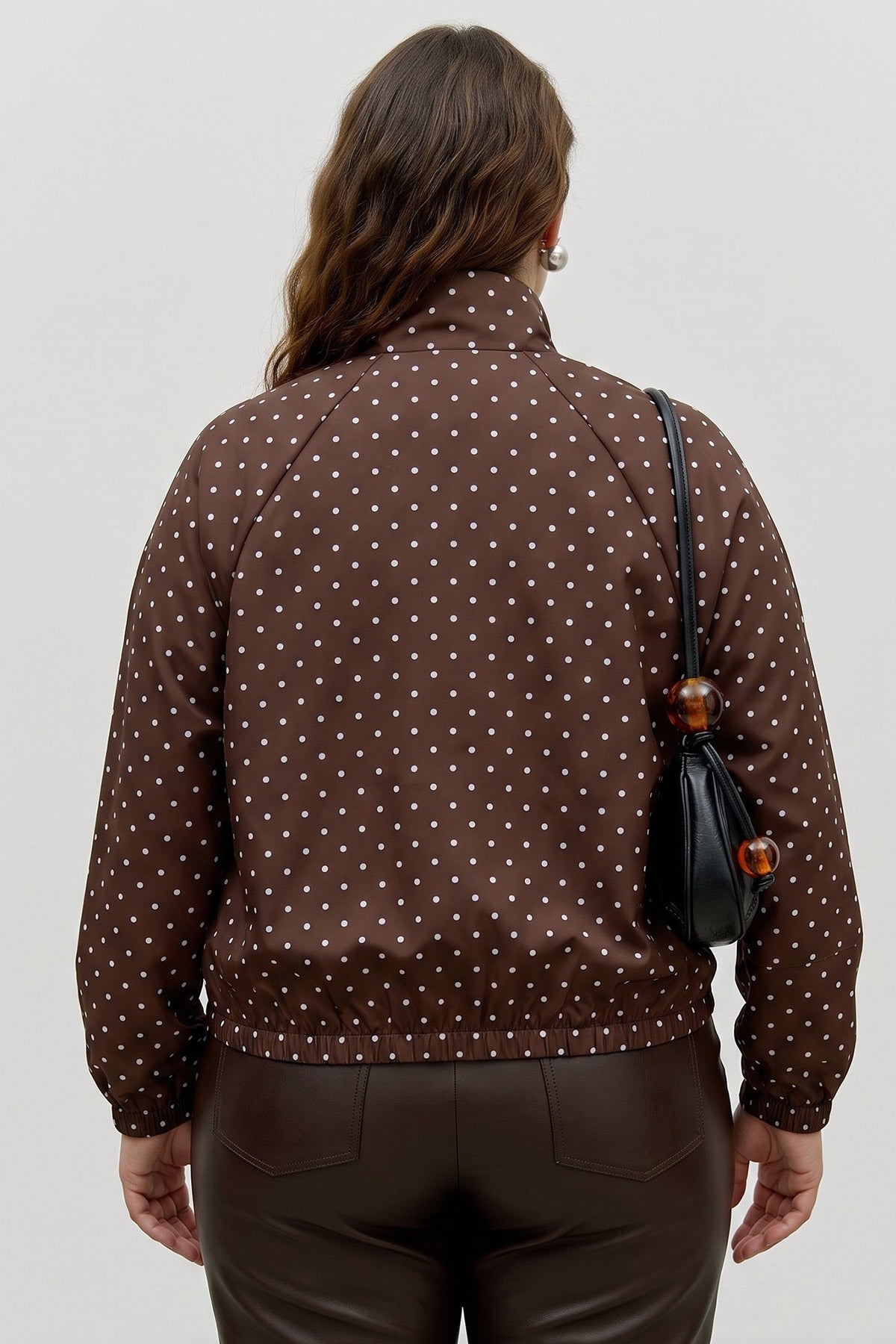 Bomber τζάκετ πουά με ψηλό λαιμό VERO MODA - Καφέ