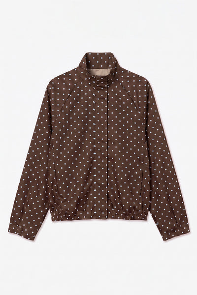 Bomber τζάκετ πουά με ψηλό λαιμό VERO MODA - Καφέ
