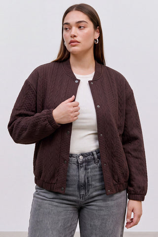 Bomber τζάκετ πλεκτό με πλεξούδες VERO MODA - Καφέ