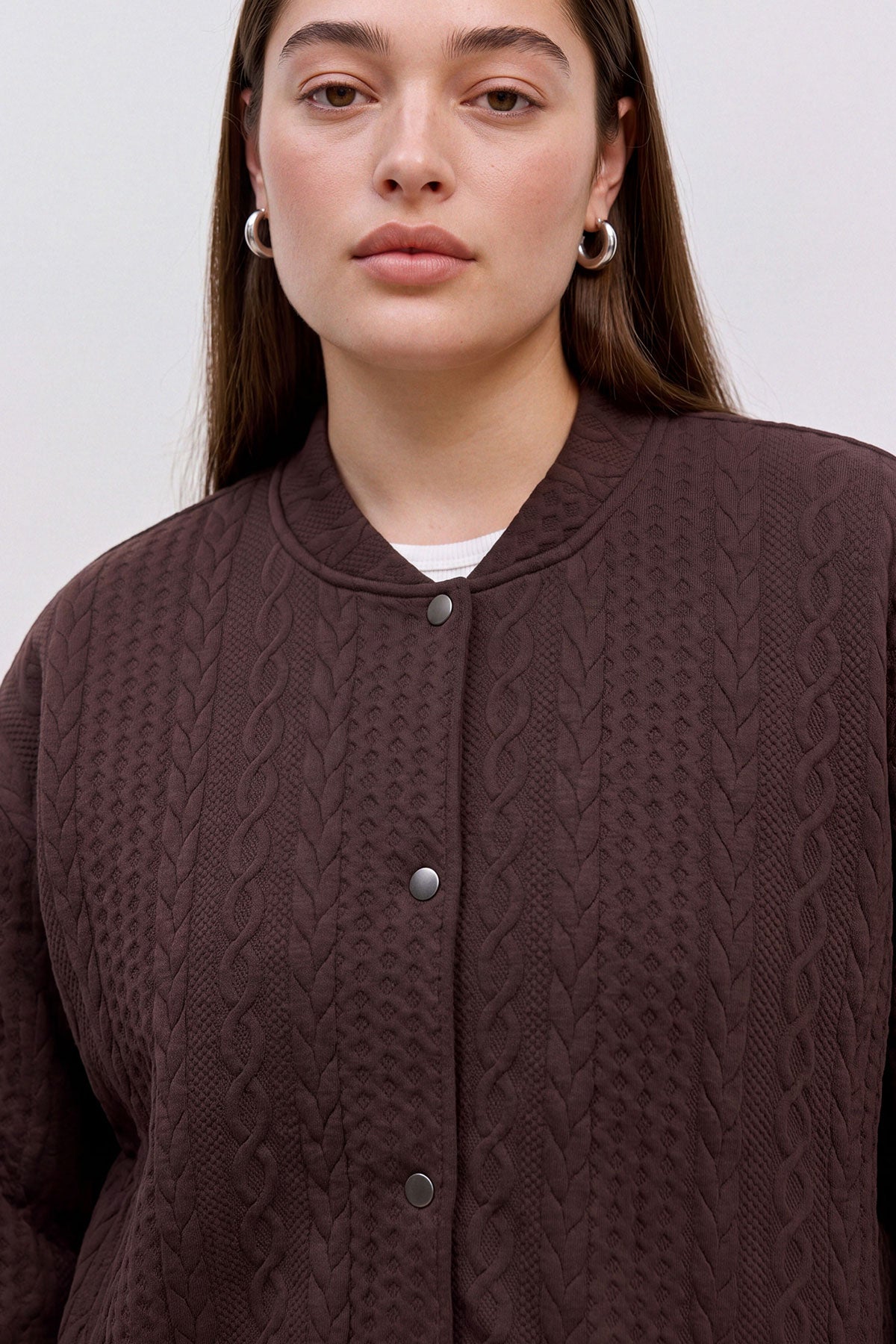 Bomber τζάκετ πλεκτό με πλεξούδες VERO MODA - Καφέ