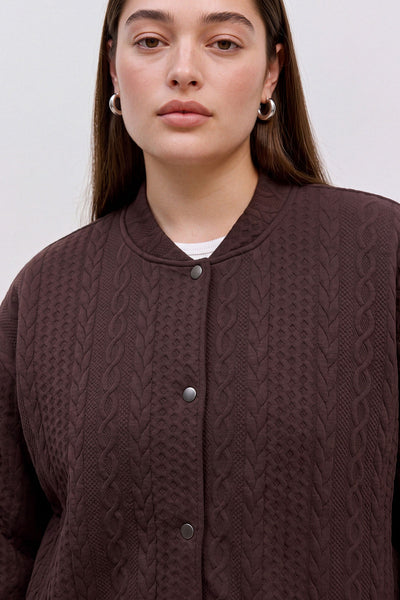 Bomber τζάκετ πλεκτό με πλεξούδες VERO MODA - Καφέ