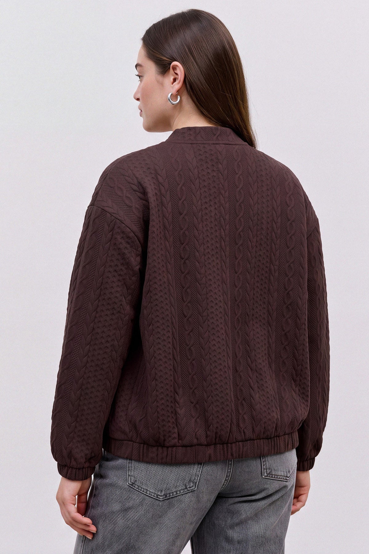Bomber τζάκετ πλεκτό με πλεξούδες VERO MODA - Καφέ