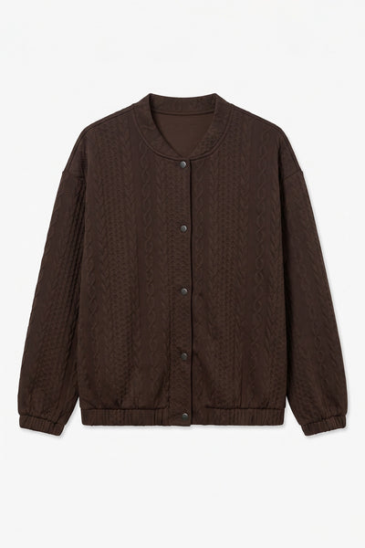 Bomber τζάκετ πλεκτό με πλεξούδες VERO MODA - Καφέ