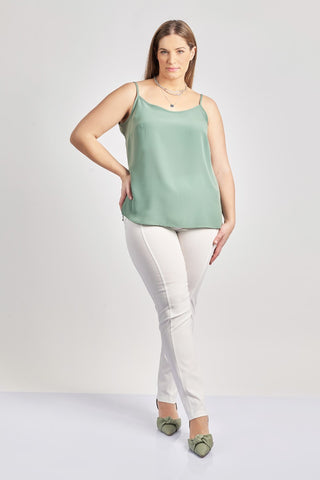 Cigarette line trousers with zippers - White