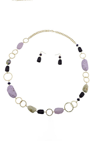 Σετ κολιέ και σκουλαρίκια - Μωβ