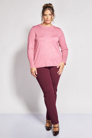 Cigarette trousers with front seam - Bordeaux