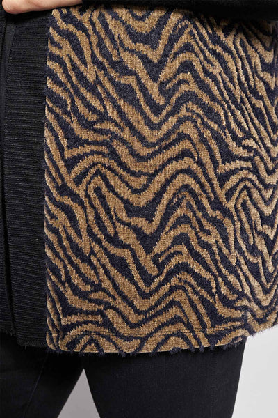 Πλεκτό Αμάνικο Γιλέκο με Animal Print - Μαύρο
