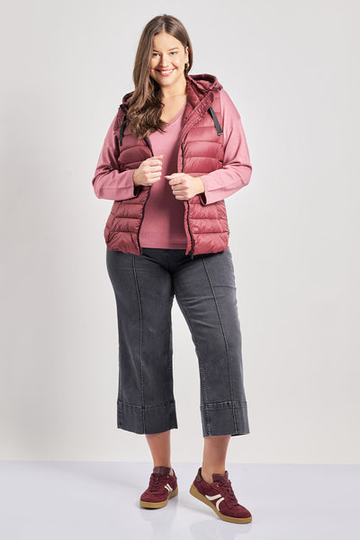 Sleeveless quilted jacket with hood - Bordeaux