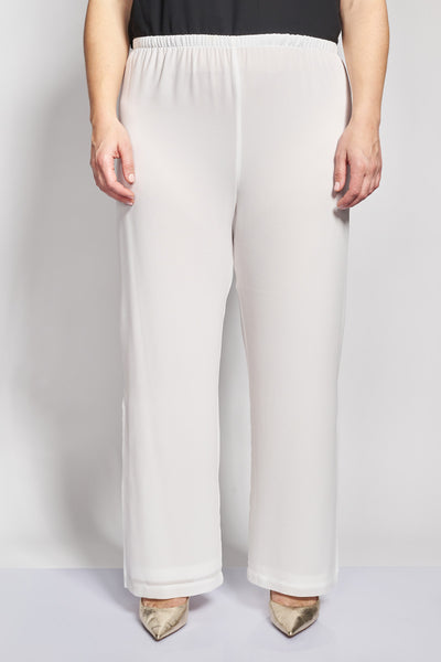 Evening wide leg double layer mouslin pants - White