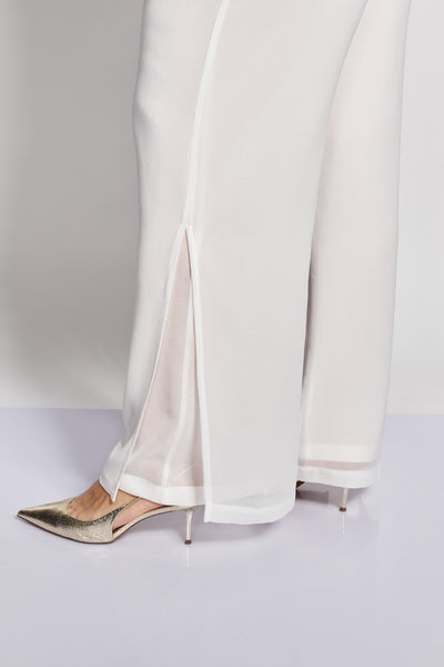 Evening wide leg double layer mouslin pants - White
