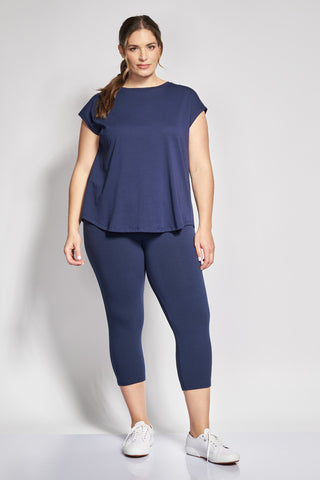Basic capri leggings in viscose - Blue