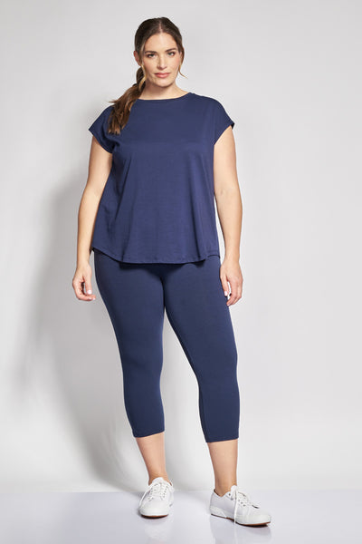 Basic capri leggings in viscose - Blue