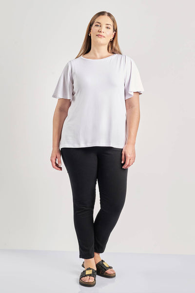 Basic μπλούζα με flared μανίκια - Άσπρο