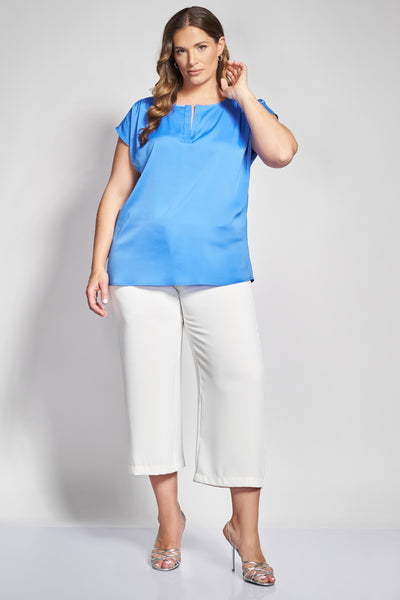 Cropped Παντελόνα Κρεπ με Ζωνάκι - Λευκό