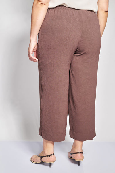 Cropped Παντελόνα με Ανάγλυφη Υφή Washed - Καφέ