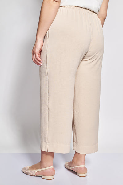 Cropped Παντελόνα με Ανάγλυφη Υφή Washed - Μπεζ