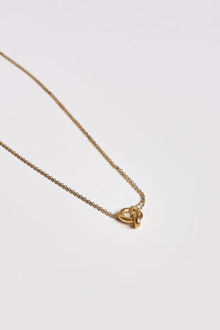 Double-chain necklace with circular pendant - Gold