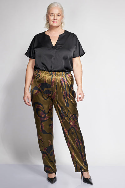 Floral printed satin straight-leg pants - Multicolor