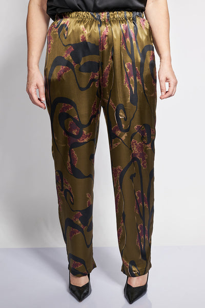 Floral printed satin straight-leg pants - Multicolor