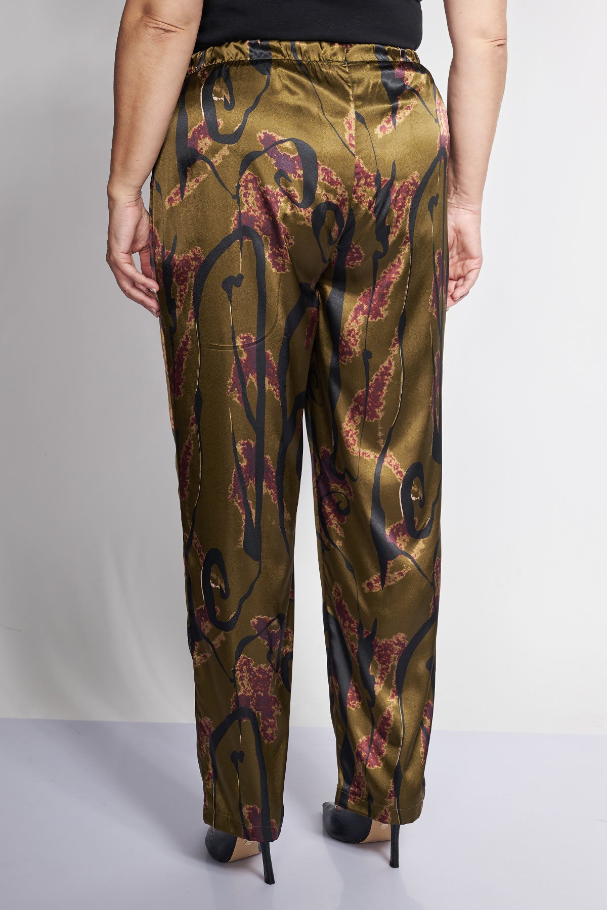 Floral printed satin straight-leg pants - Multicolor
