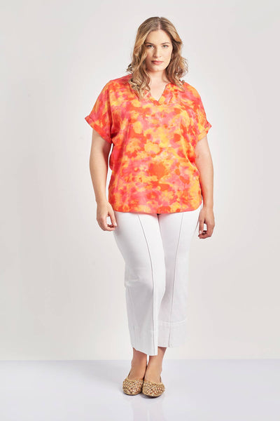 Εμπριμέ μπλούζα tie dye abstract VERO MODA - Κοραλί