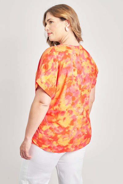 Εμπριμέ μπλούζα tie dye abstract VERO MODA - Κοραλί