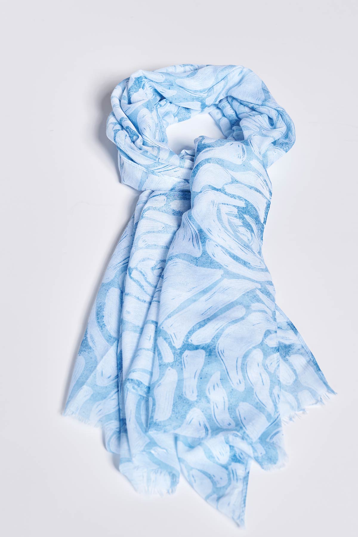 Romantic floral printed chiffon scarf - Ciel