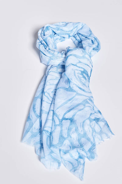 Romantic floral printed chiffon scarf - Ciel