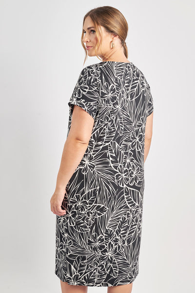 Printed midi dress - Black