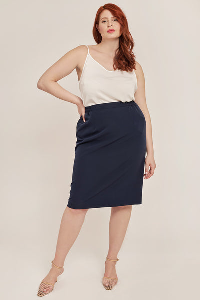 Crepe midi skirt - Blue