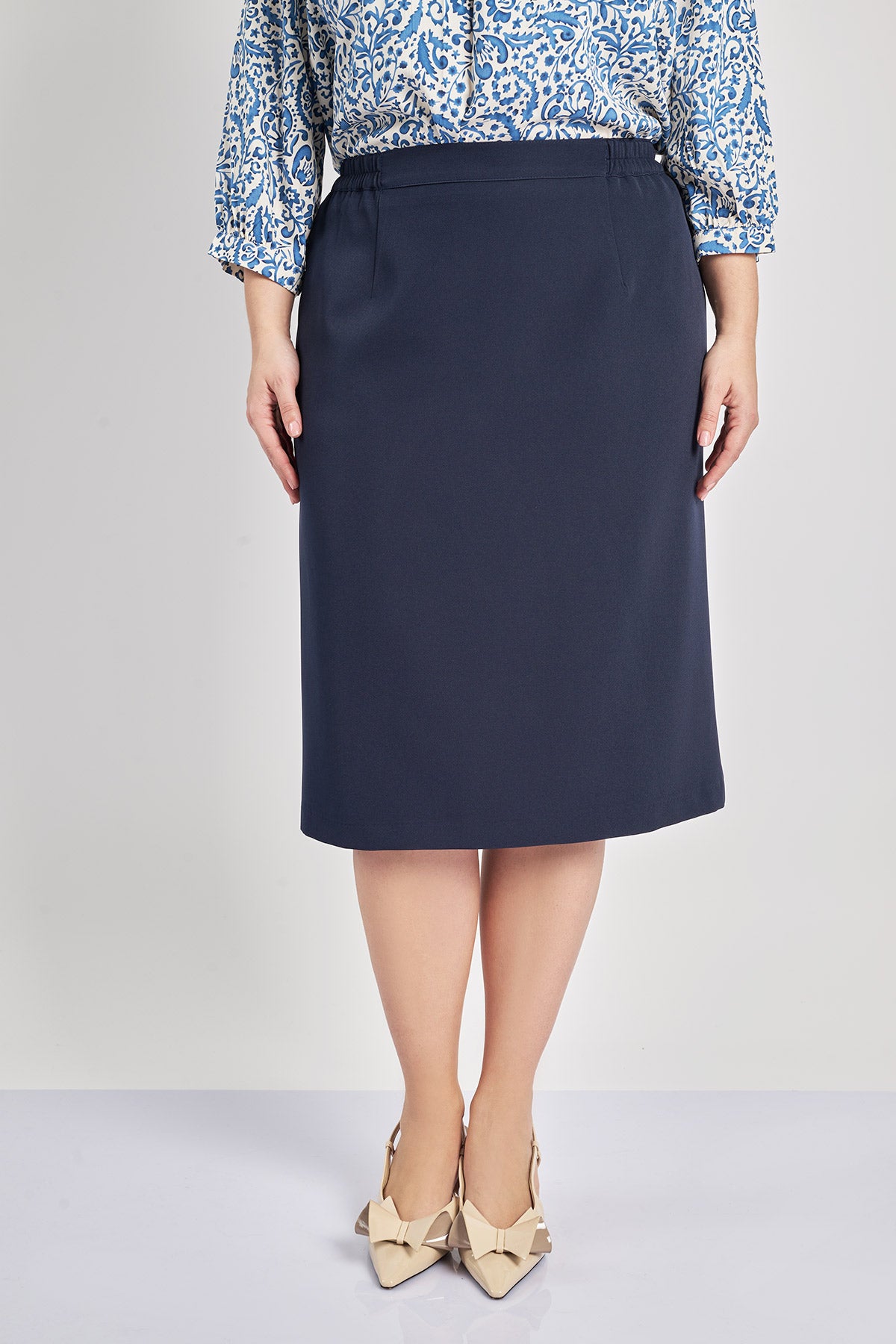 Midi crepe skirt - Blue